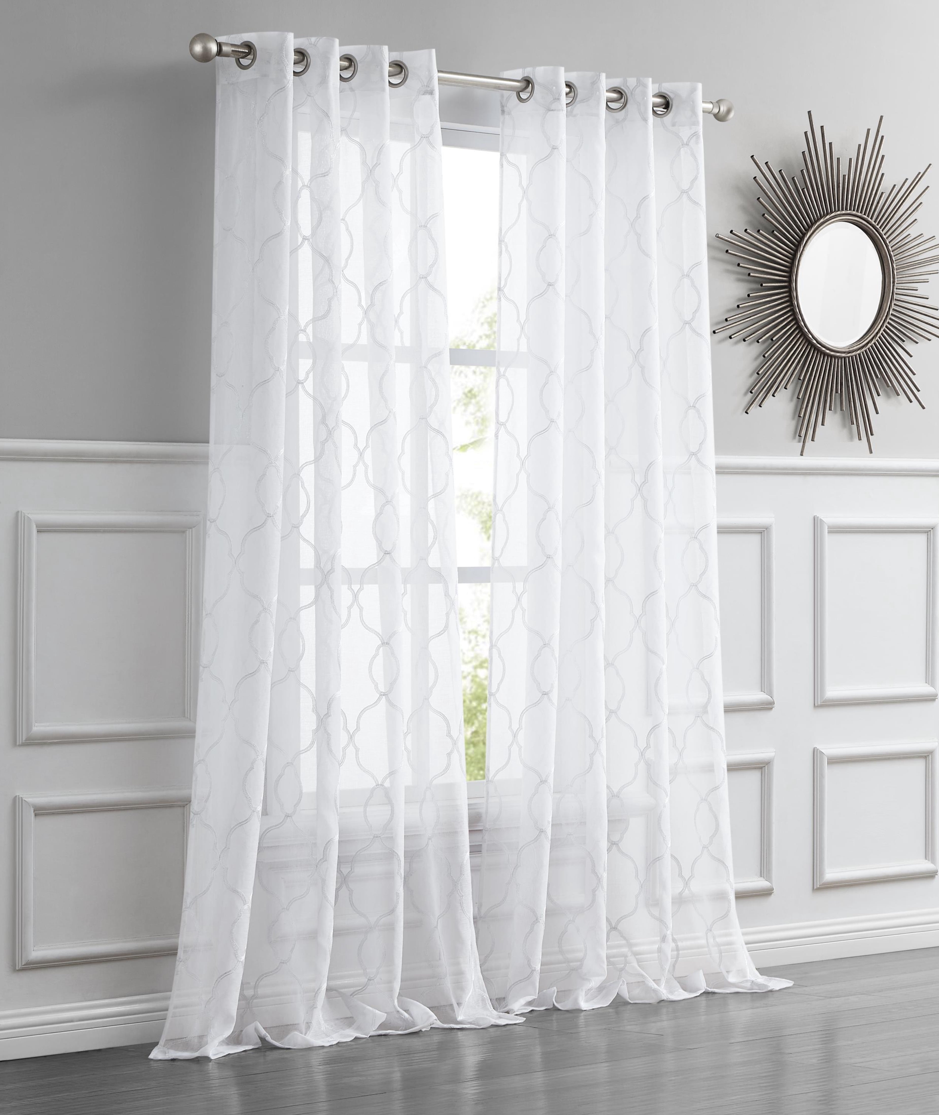 Dainty Home 2-Pack Light Filtering Grommet Curtain Panels, Metallic Embroidered, 54"x84"