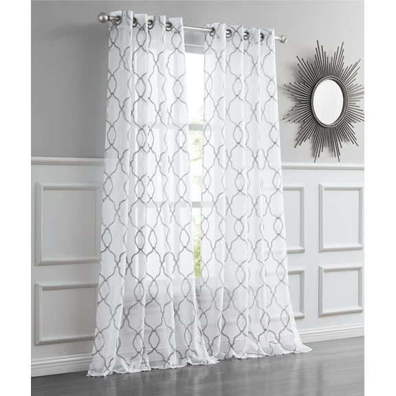 Dainty Home 2-Pack Light Filtering Grommet Curtain Panels, Metallic Embroidered, 54"x84"