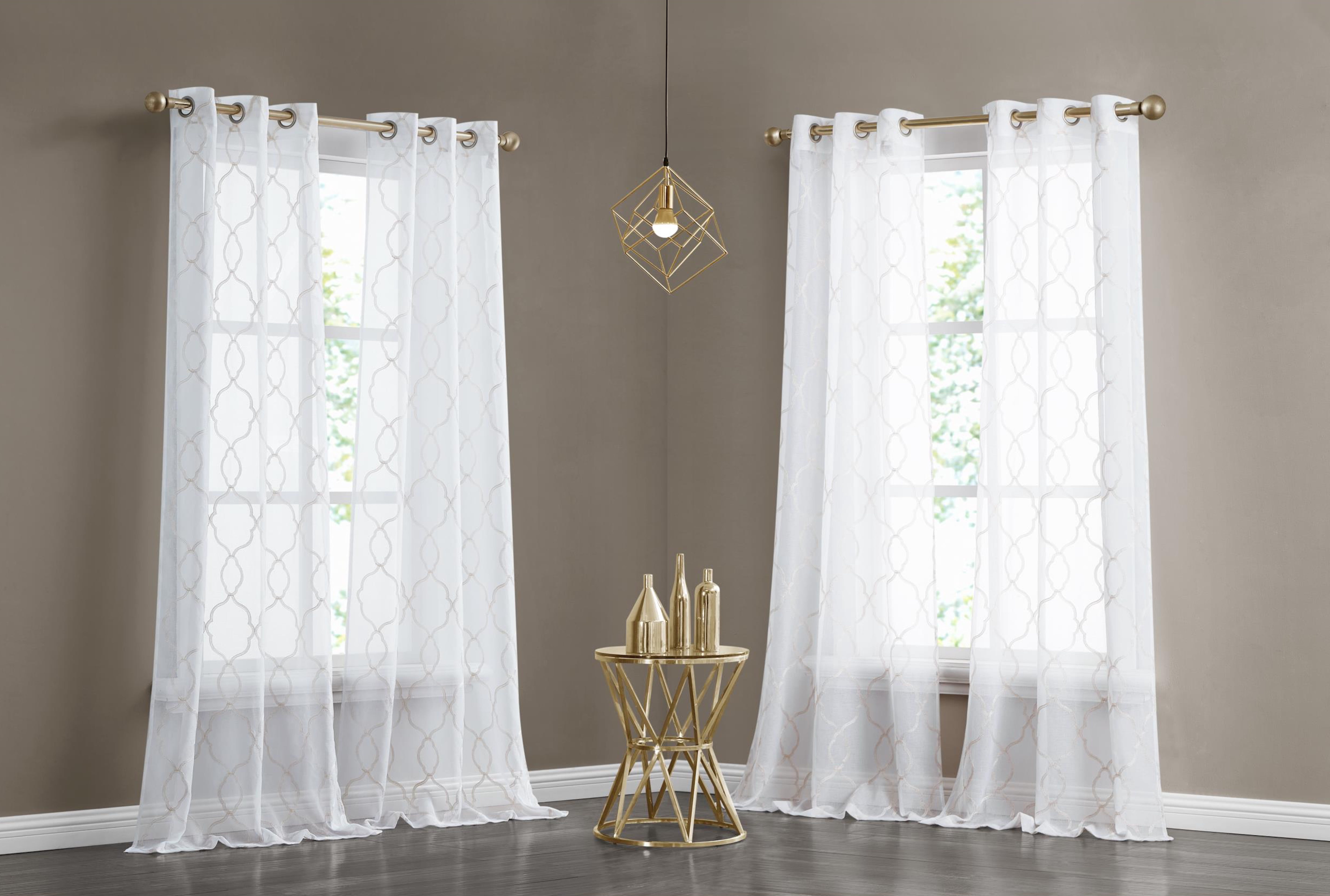 Dainty Home 4-Pack Light Filtering Grommet Curtain Panels, Metallic Embroidered, 54"x84"