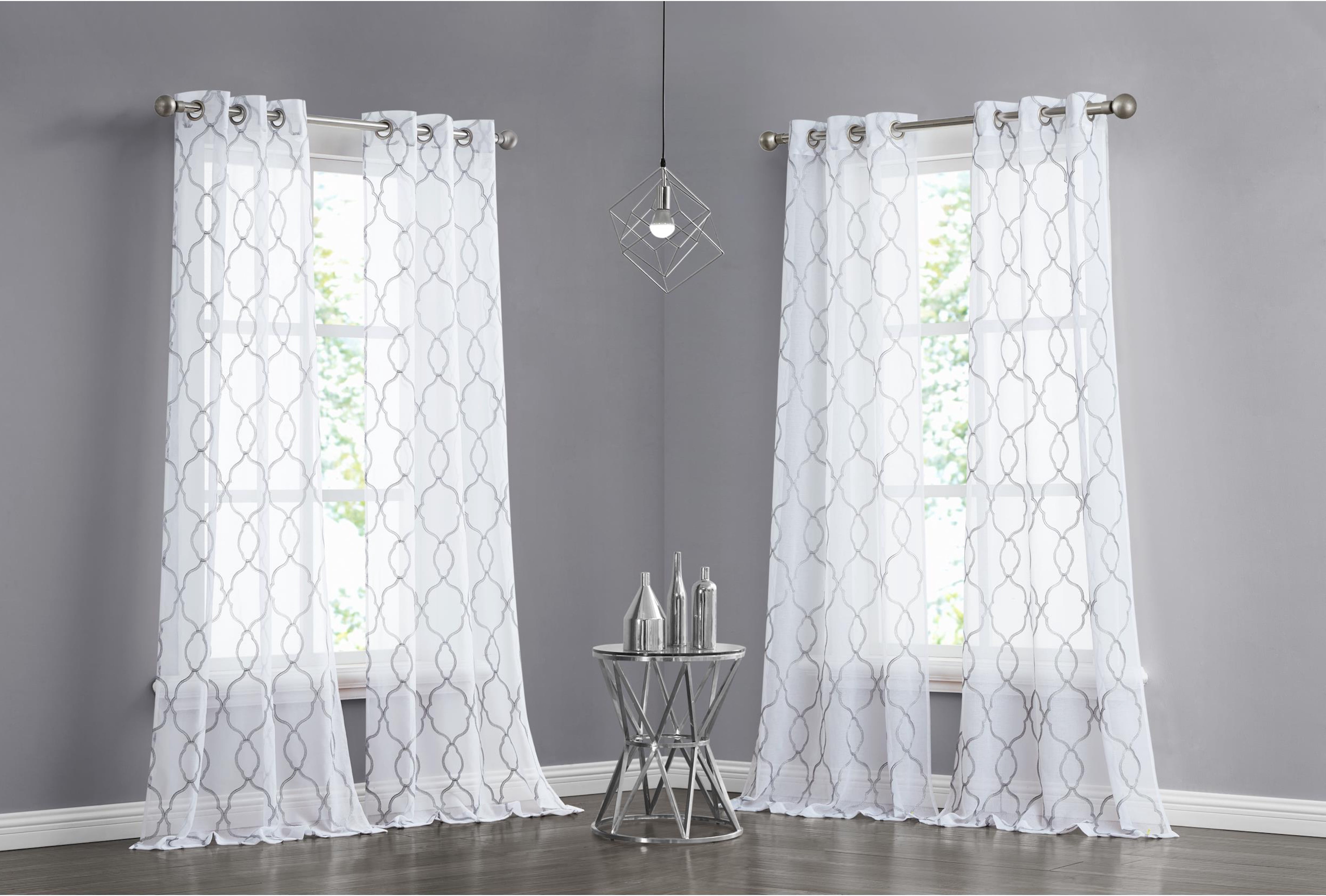 Dainty Home 4-Pack Light Filtering Grommet Curtain Panels, Metallic Embroidered, 54"x84"