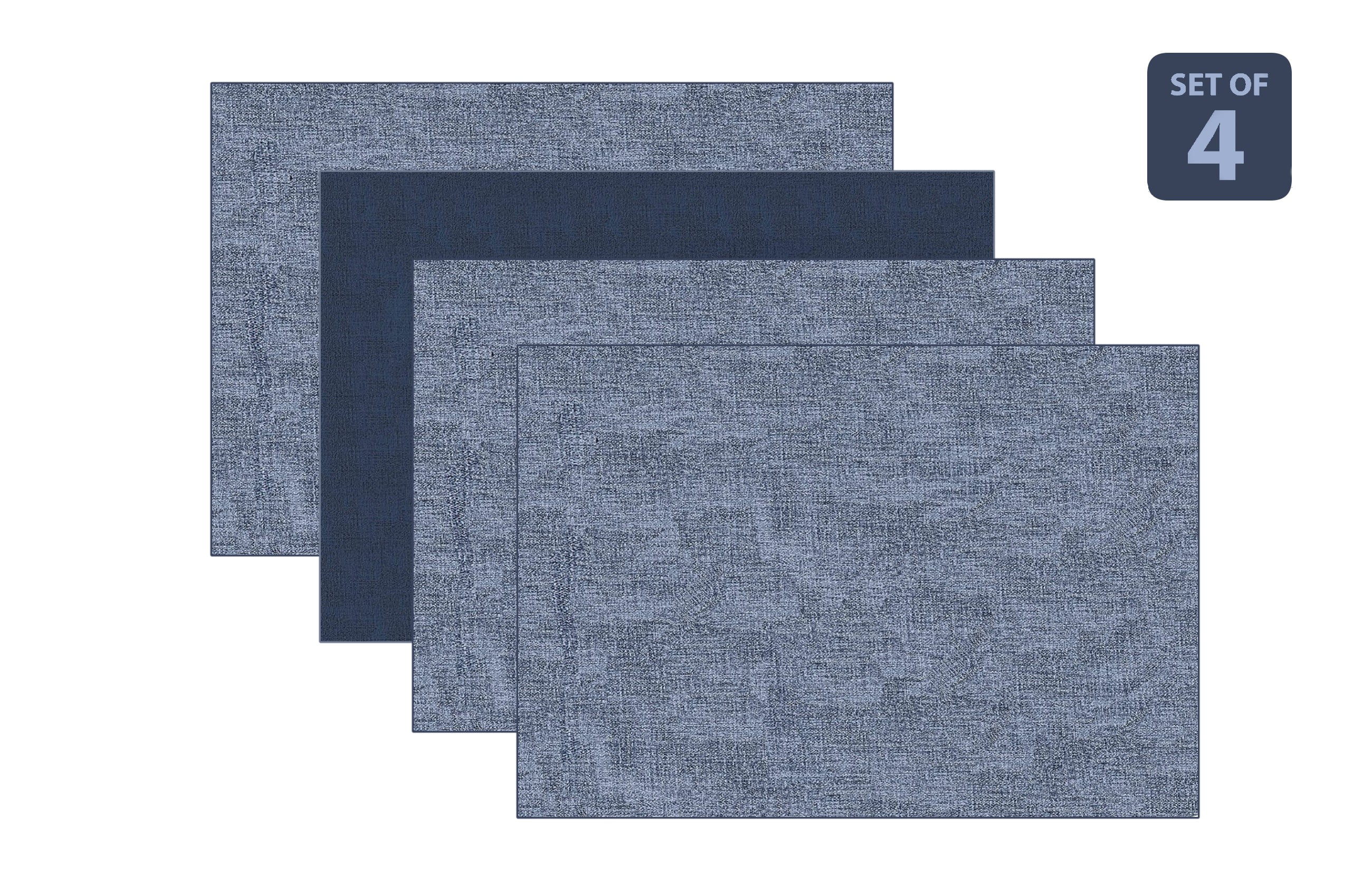 Dainty Home Amalfi Faux Leather Reversible 2 Pattern 12 x 18 Rectangular Placemats, Set Of 4, Blue