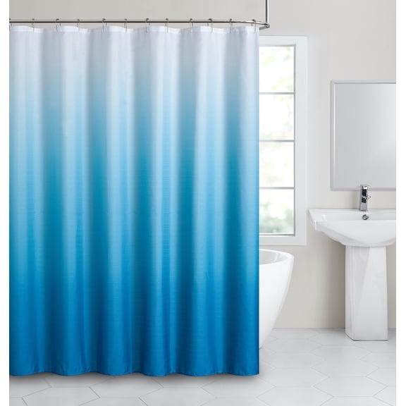Dainty Home Blue Ombre Fabric Shower Curtain – 3D Textured Design, Water-Repellent, Machine-Washable Bathroom Curtain, 70" x 72"