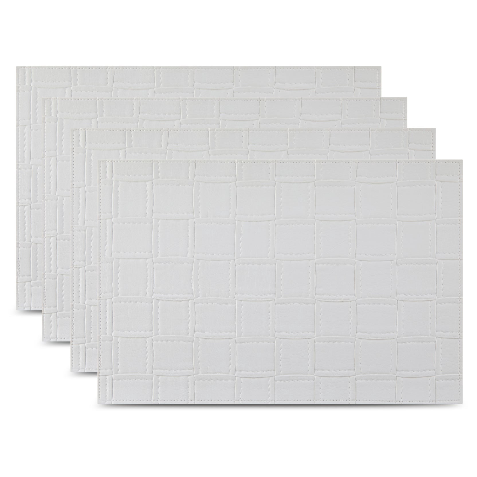 Ala Carte by Dainty Home Bostonian Quilted Textured Faux Leather Placemats – Set of 4, Reversible, Non-Slip, Washable, Heat & Tear Resistant – 12x18 in Dining Table Mats