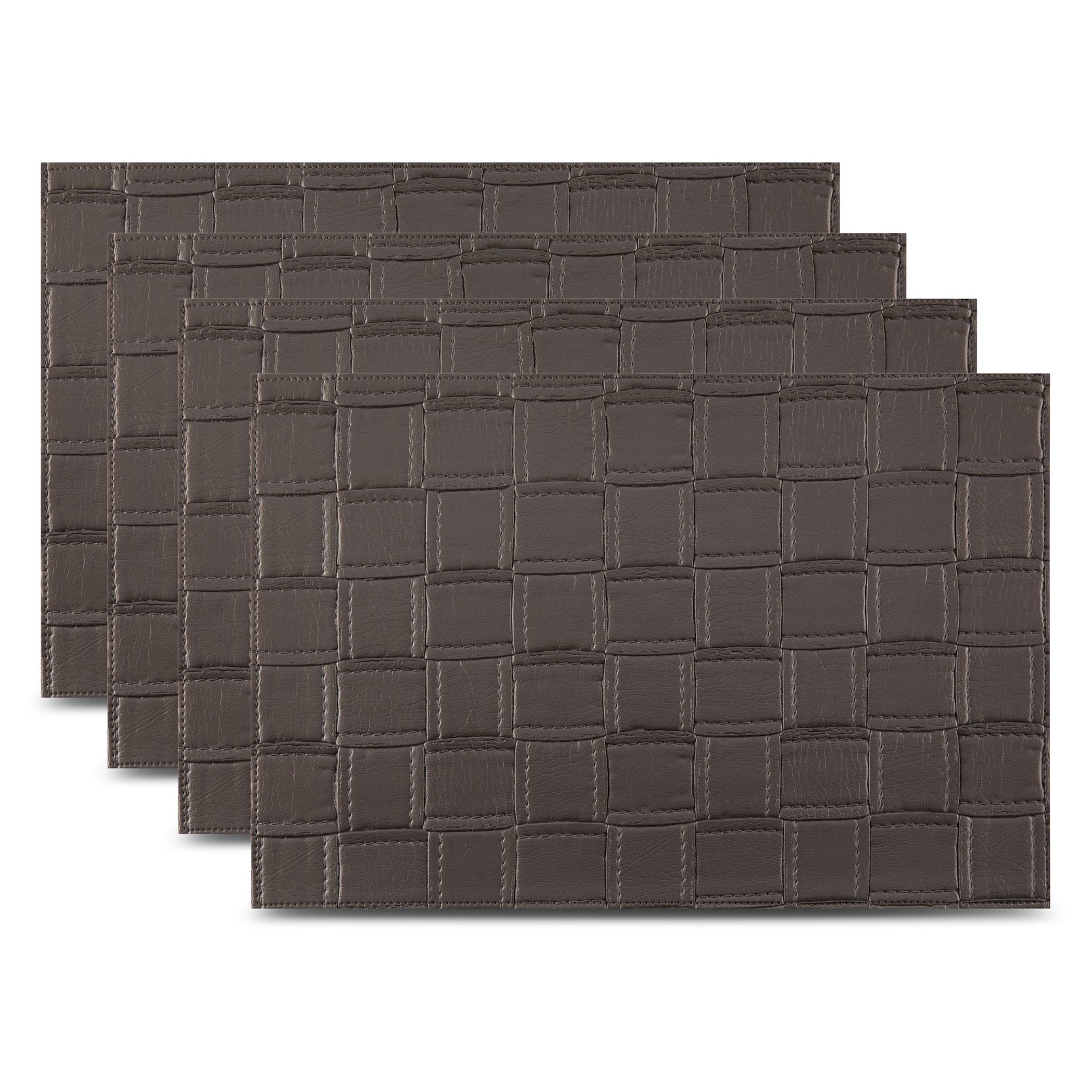 Ala Carte by Dainty Home Bostonian Quilted Textured Faux Leather Placemats – Set of 4, Reversible, Non-Slip, Washable, Heat & Tear Resistant – 12x18 in Dining Table Mats