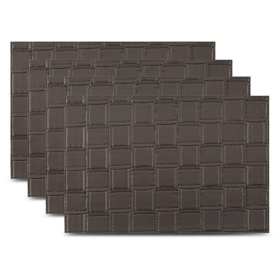 Ala Carte by Dainty Home Bostonian Quilted Textured Faux Leather Placemats – Set of 4, Reversible, Non-Slip, Washable, Heat & Tear Resistant – 12x18 in Dining Table Mats