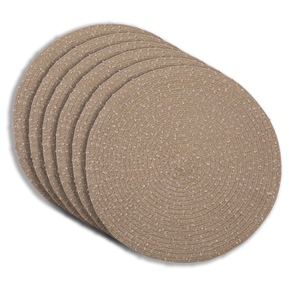 Dainty Home Set of 6 Placemats | Elegant and Durable | 15x15 in Round Woven Non-Slip Washable Place Mats | Tear-Resistant Heat | Resistant Placemats