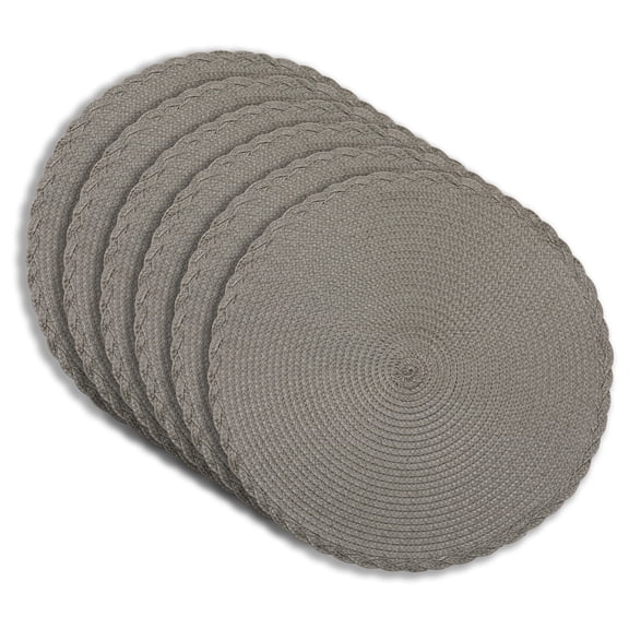 Dainty Home Set of 6 Placemats | Elegant and Durable | 15x15 in Round Woven Non-Slip Washable Place Mats | Tear-Resistant Heat | Resistant Placemats