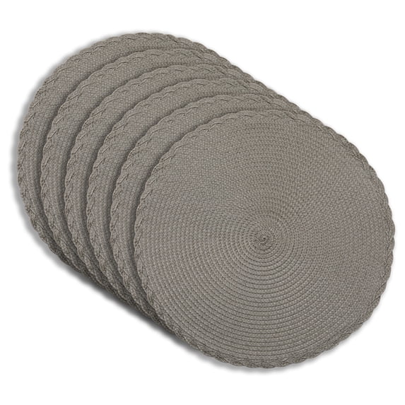 Dainty Home Set of 6 Placemats | Elegant and Durable | 15x15 in Round Woven Non-Slip Washable Place Mats | Tear-Resistant Heat | Resistant Placemats