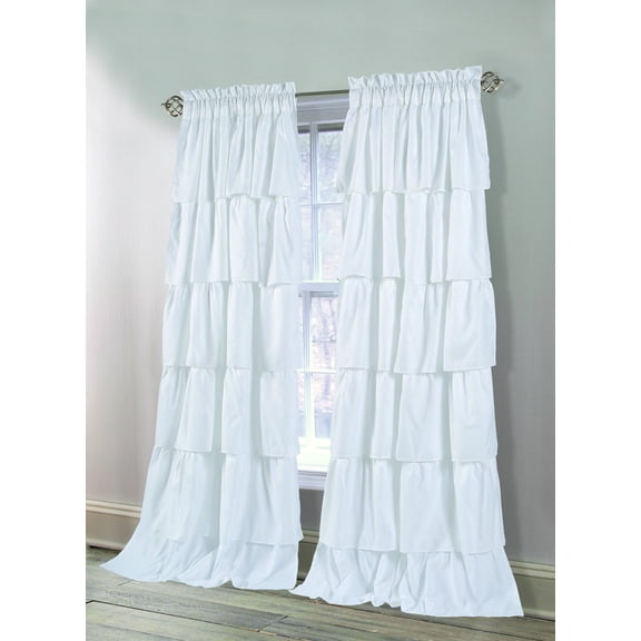 Dainty Home Carnival Layered Ruffles Room Darkening Window Curtain Set of 4 Panels