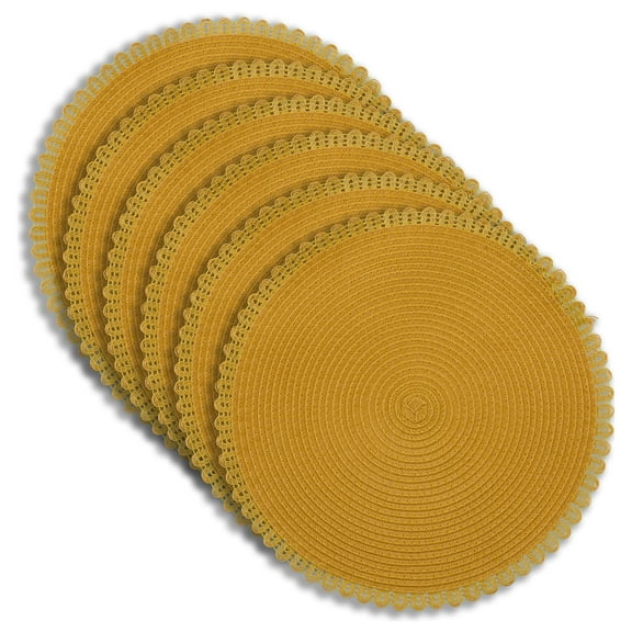 Dainty Home Set of 6 Placemats | Elegant and Durable | 15x15 in Round Woven Non-Slip Washable Place Mats | Tear-Resistant Heat | Resistant Placemats