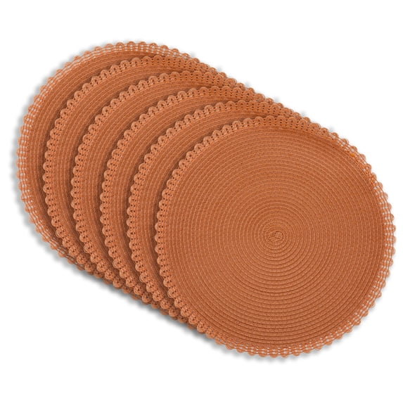 Dainty Home Set of 6 Placemats | Elegant and Durable | 15x15 in Round Woven Non-Slip Washable Place Mats | Tear-Resistant Heat | Resistant Placemats