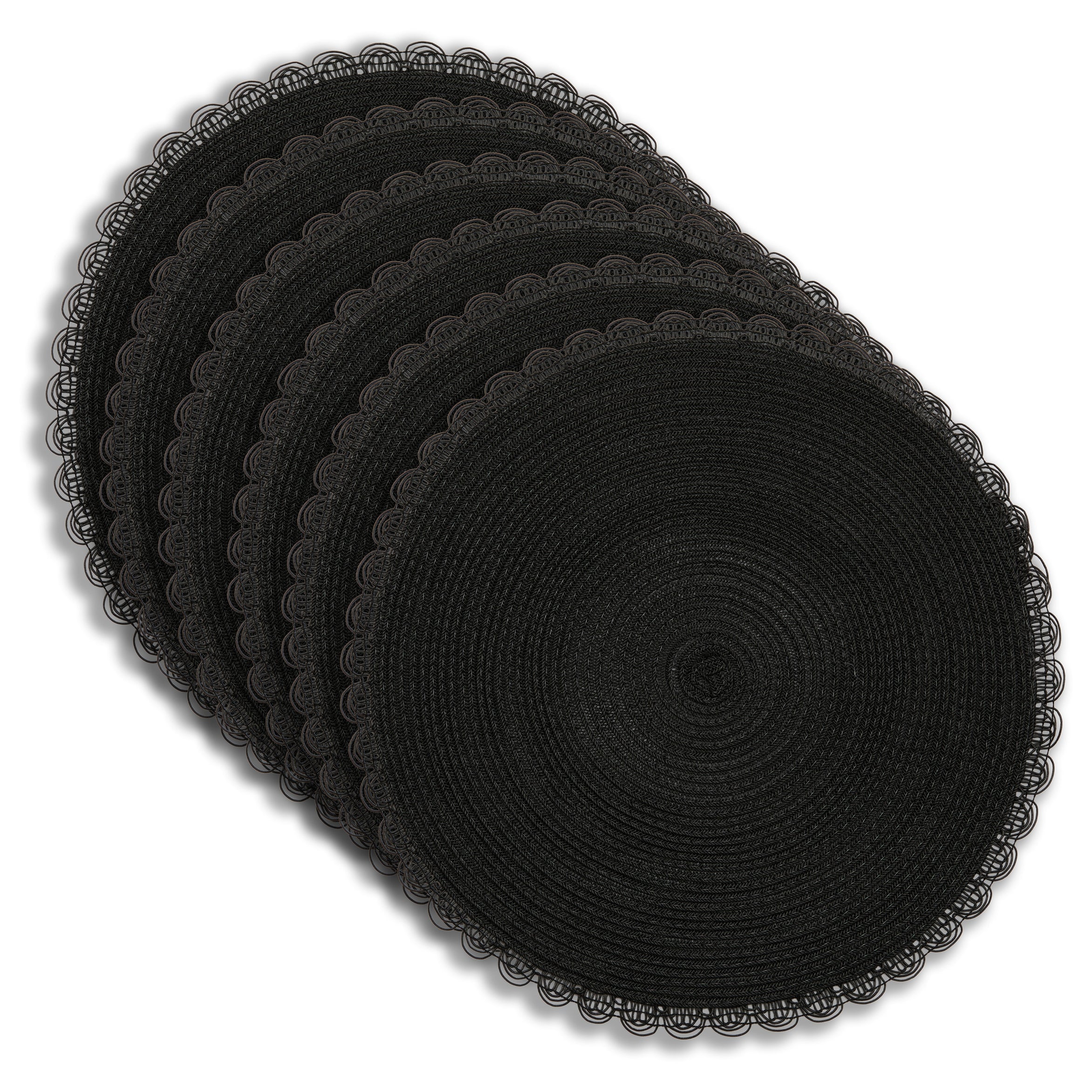Dainty Home Set of 6 Placemats | Elegant and Durable | 15x15 in Round Woven Non-Slip Washable Place Mats | Tear-Resistant Heat | Resistant Placemats