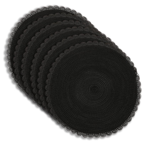 Dainty Home Set of 6 Placemats | Elegant and Durable | 15x15 in Round Woven Non-Slip Washable Place Mats | Tear-Resistant Heat | Resistant Placemats