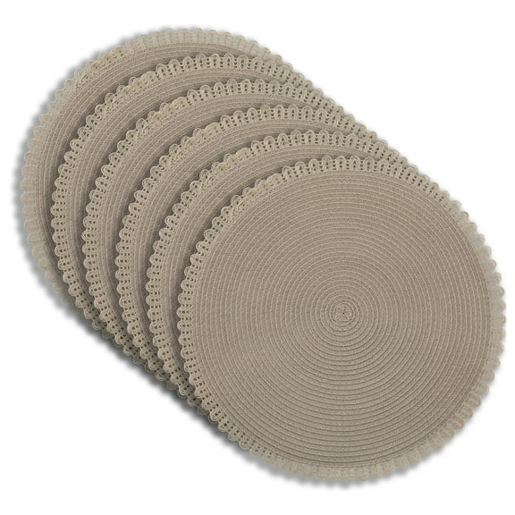 Dainty Home Set of 6 Placemats | Elegant and Durable | 15x15 in Round Woven Non-Slip Washable Place Mats | Tear-Resistant Heat | Resistant Placemats