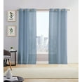 thumbnail image 1 of Dainty Home Hannah Solid Design Linen Look Grommet Panel Pair 76" x 96'' In River Blue, 1 of 4