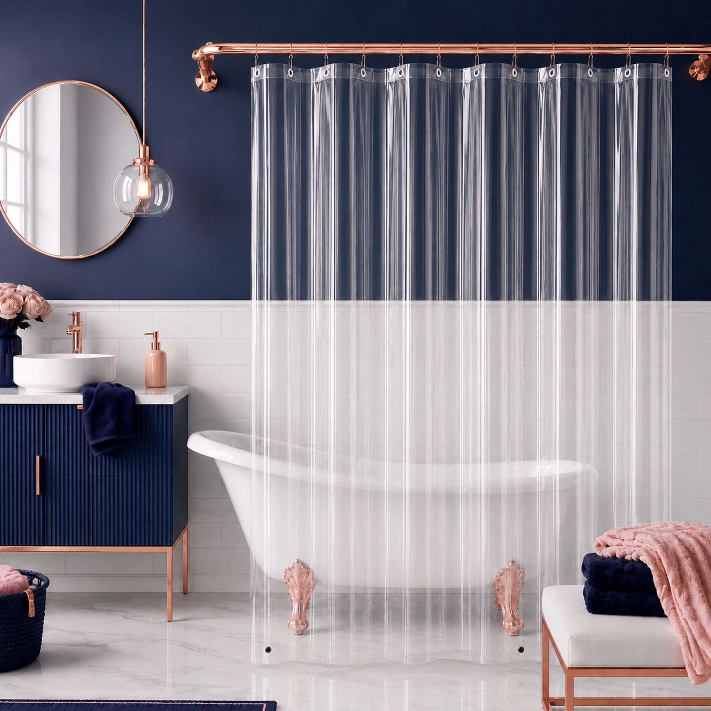 Dainty Home Heavyweight 10 Guage PEVA Shower Curtain Liner with 3 Magnets, Waterproof Clear Bathroom Curtain, 70" x 72"