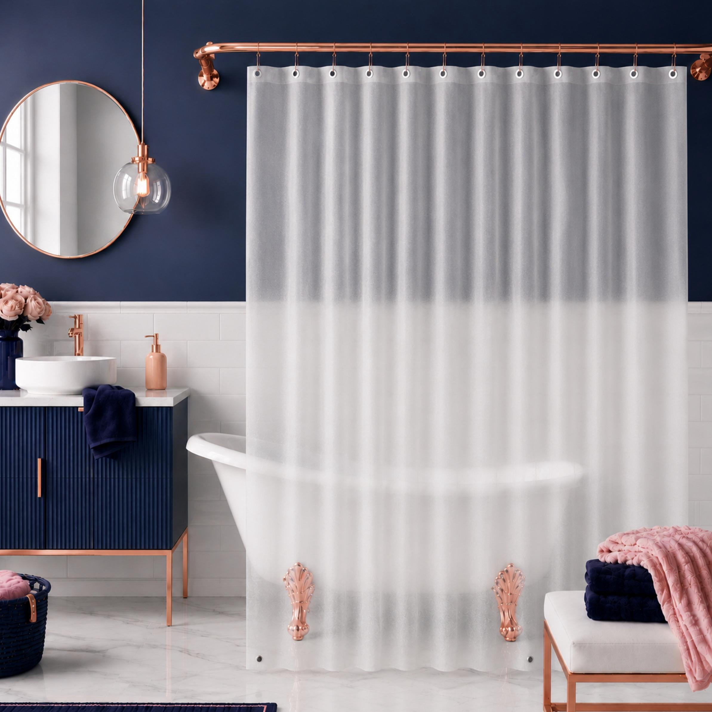 Dainty Home Heavyweight 10 Guage PEVA Shower Curtain Liner with 3 Magnets, Waterproof Frosted Clear Bathroom Curtain, 70" x 72"