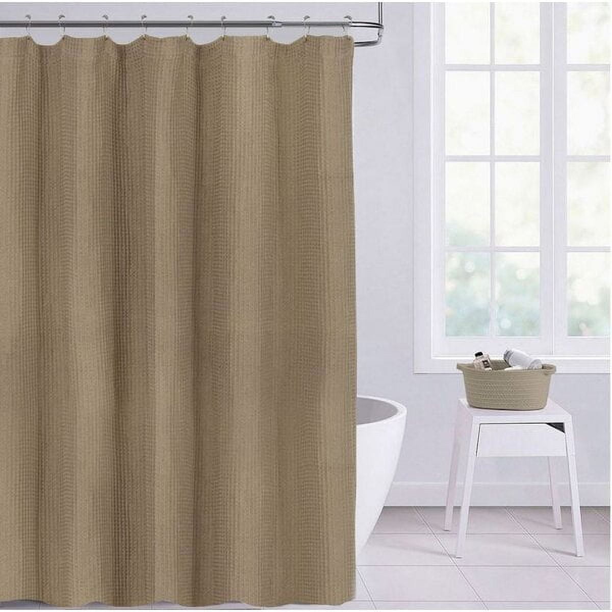 Dainty Home Imperial Cotton Textured Waffle Shower Curtain, 70 x 72, Coffee Brown