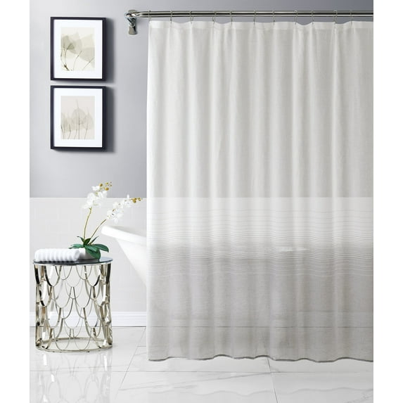 Dainty Home Linea Grey 3D Ombre Textured Weaved Linen Look Ombre Striped Designed Shower Curtain 70 x 72