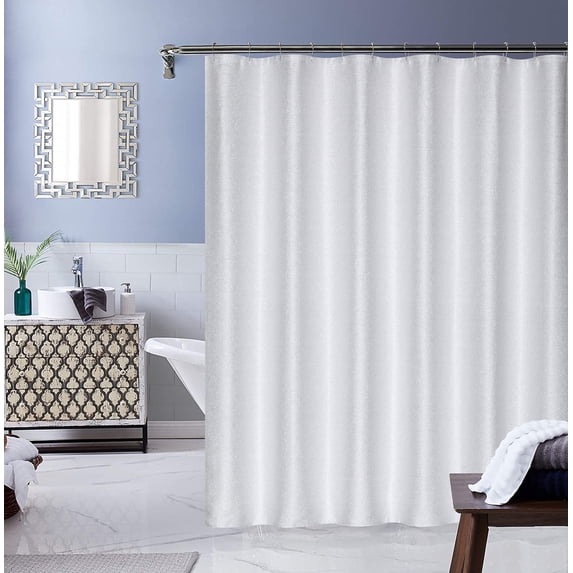 Dainty Home Little Rock 3D Lurex Designed Shower Curtain 70W x 72L in White