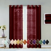 Dainty Home Malibu Textured Semi-Sheer Grommet Top Curtain Panel Pair, 108" x 84" In Burgundy