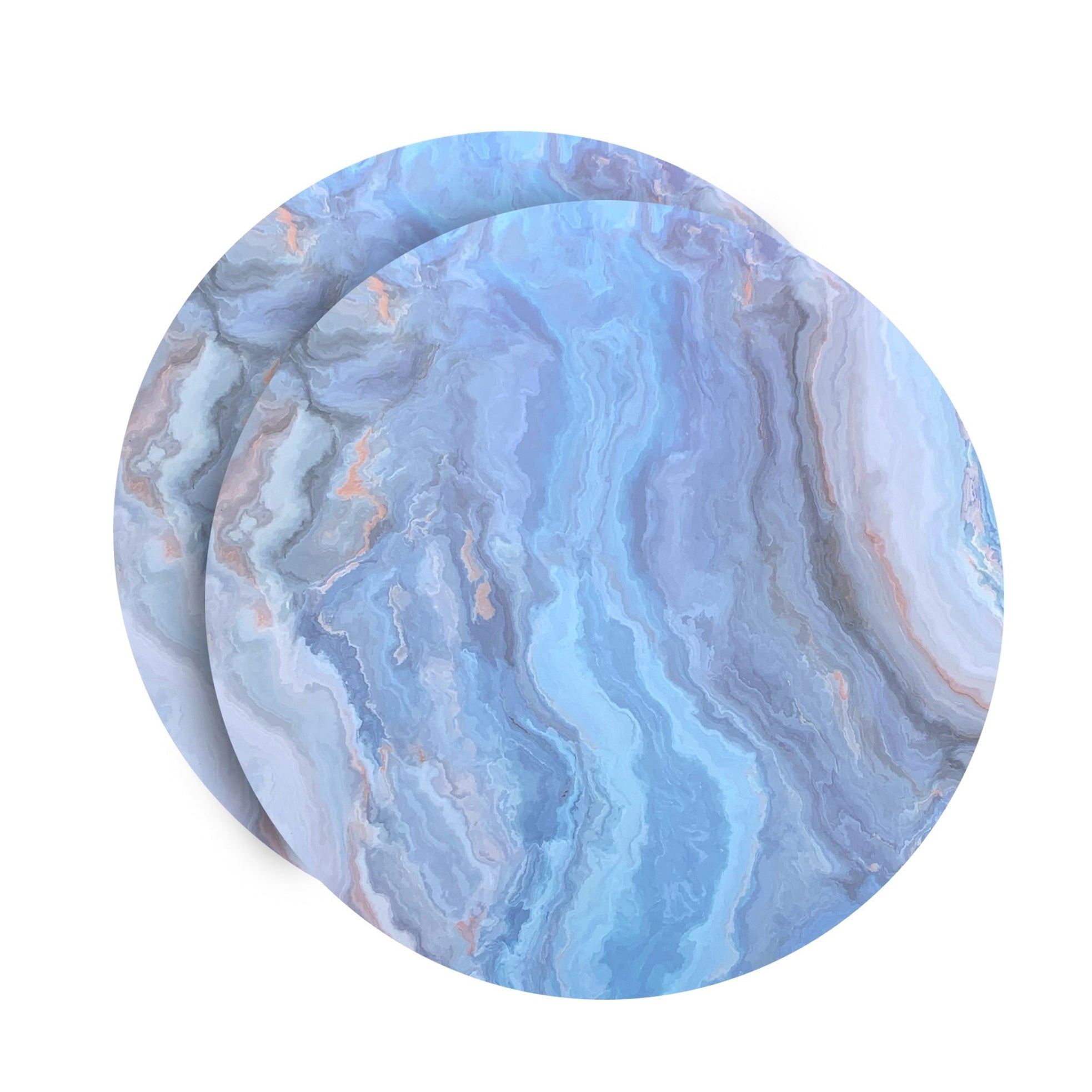 Navy Blue Marble Foil Cork Round Placemats Set of 2