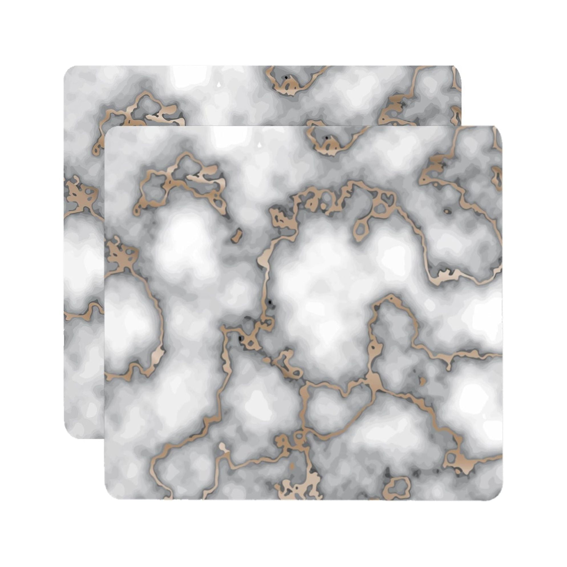 Dainty Home Marble Cork Foil Printed Marble Granite Designed Thick Cork Textured 15 x 15 Square Placemat Set of 2 in Smoky Gold