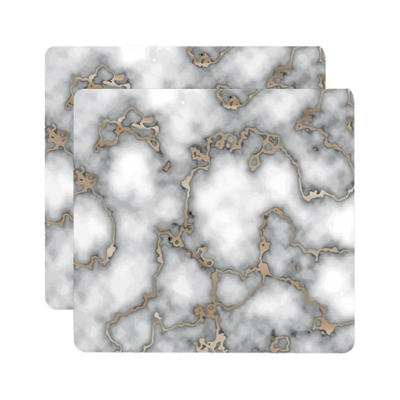 Dainty Home Marble Cork Foil Printed Marble Granite Designed Thick Cork Textured 15 x 15 Square Placemat Set of 2 in Smoky Gold