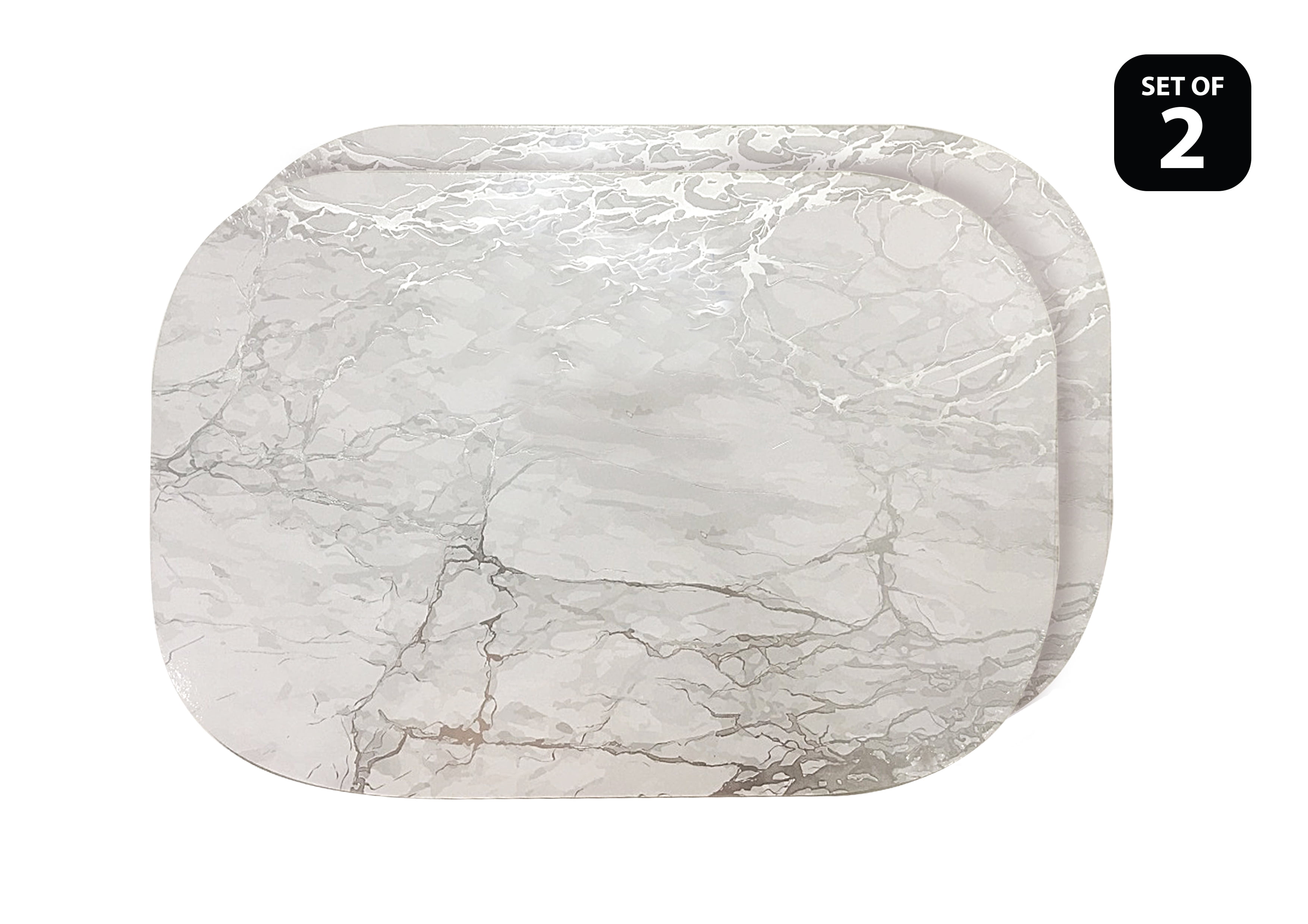 Dainty Home Marble Cork Metallic Print Oval Set of 2 Placemats in