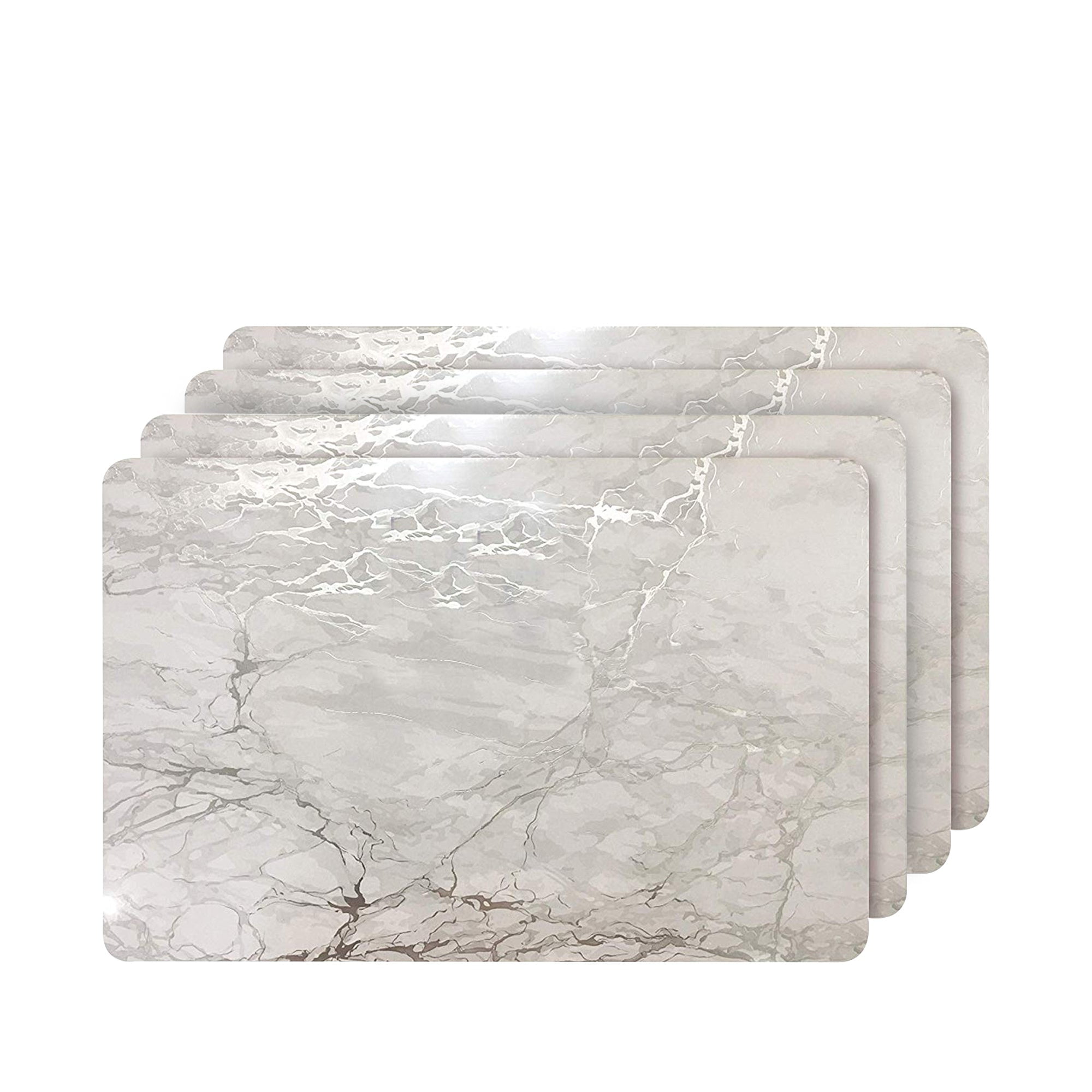 Dainty Home Marble Cork Metallic Print Rectangle Set of 4 Placemats in Silver