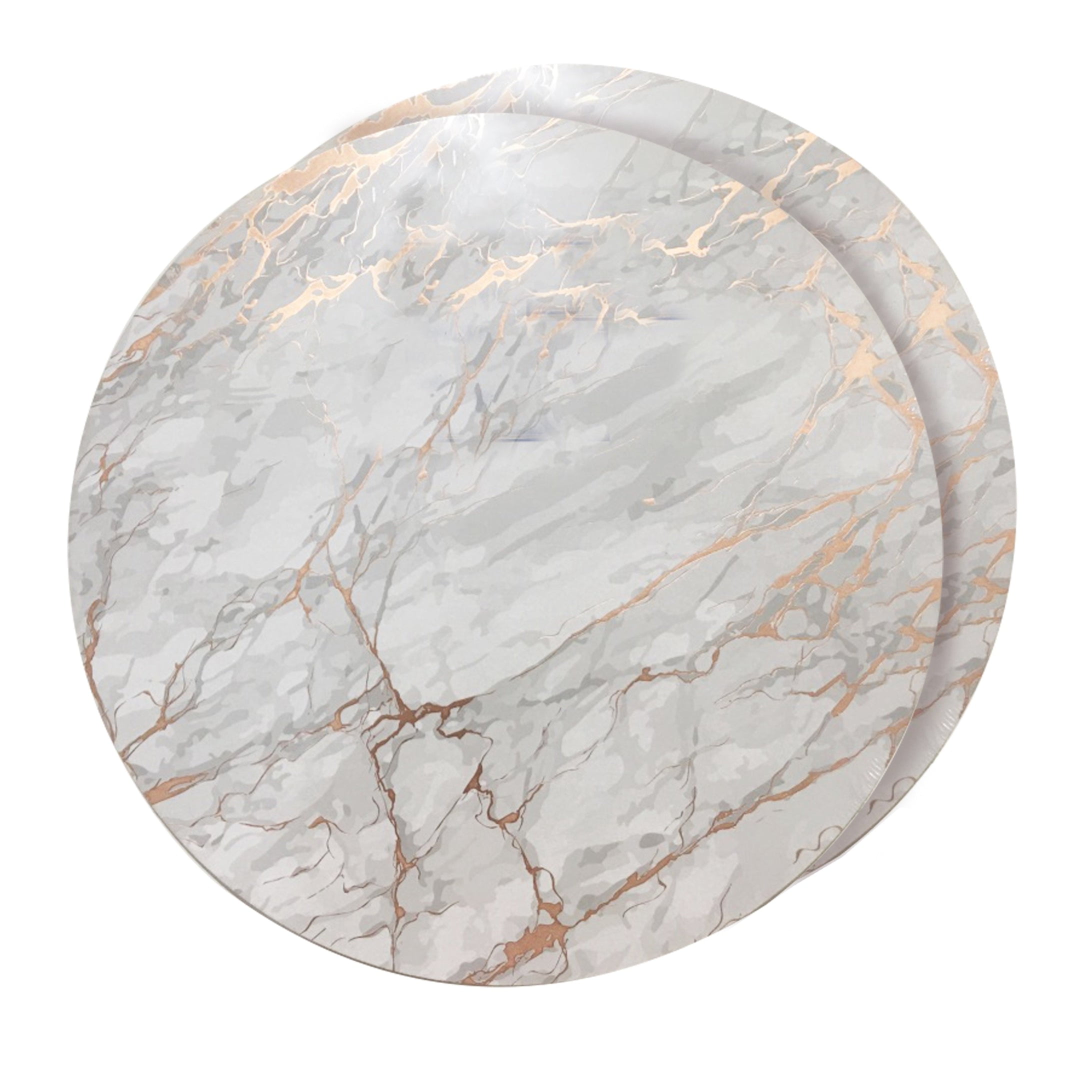 Dainty Home Marble Cork Metallic Print Round Set of 2 Placemats in Rose Gold
