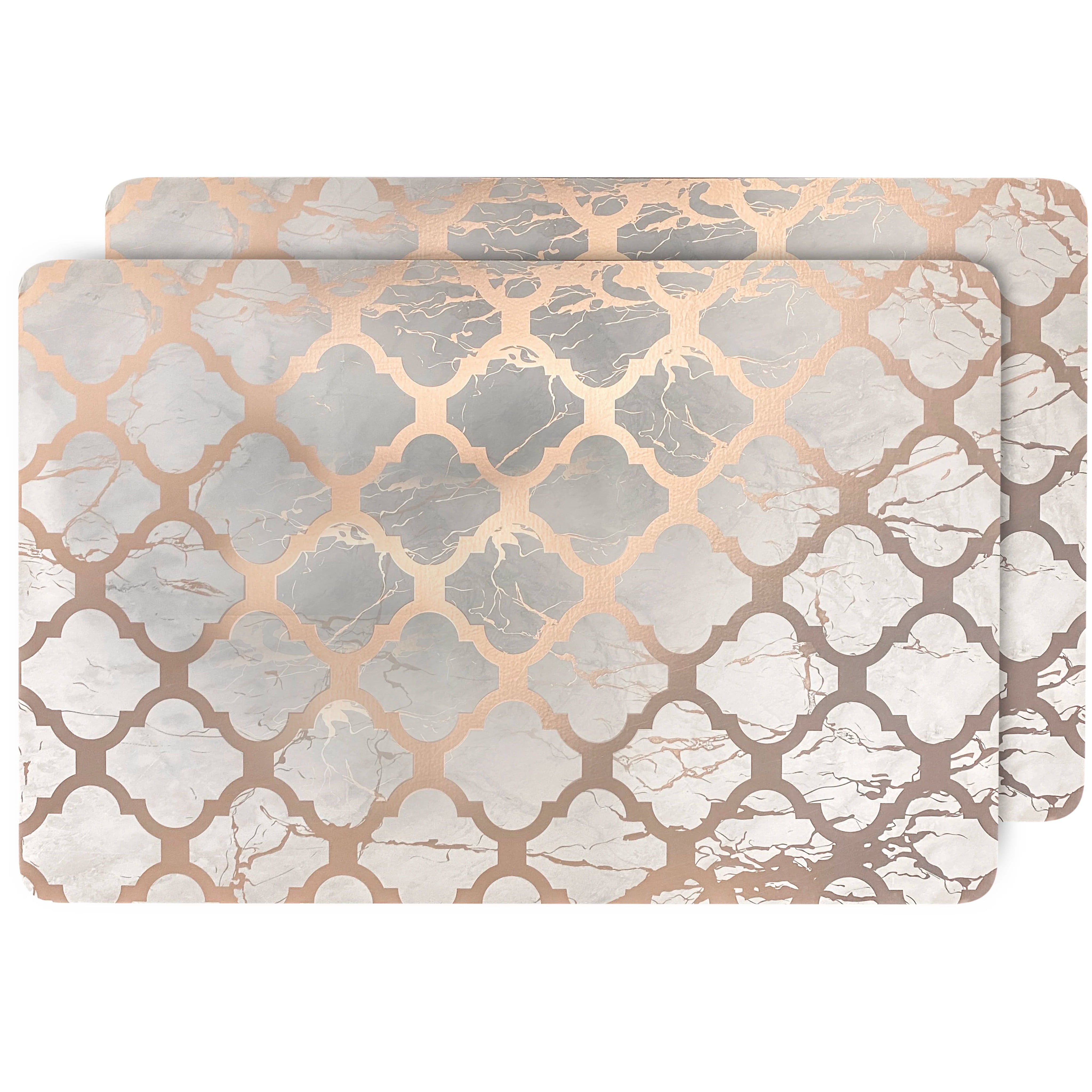 Rose Gold and Marble Vinyl Trellis Design Placemats Set of 2