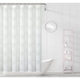 thumbnail image 1 of Dainty Home Megan 3D Linen Textured Linen Look Chenille Striped Designed Fabric Shower Curtain 70W x 72L in White, 1 of 8