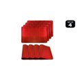 thumbnail image 1 of Dainty Home Metallic Galaxy Vinyl Smooth Linear Striped Textured Reversible 12" x 18" Rectangular Placemat Set of 4 in Red, 1 of 2