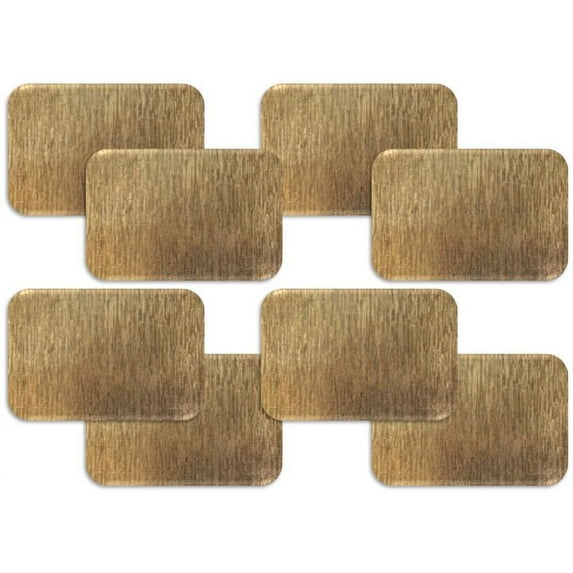 Dainty Home Metallic Galaxy Vinyl Smooth Linear Striped Textured Reversible 12" x 18" Rectangular Placemat Set of 8 in Gold