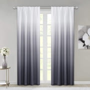 Dainty Home Ombre Darkening Curtains in Black - for Bedroom and Living Room - Elevate your Space with this Set of 2 Light-Filtering Drapes, with Rod Pocket Header- 40"W x 84"L - Machine Washable