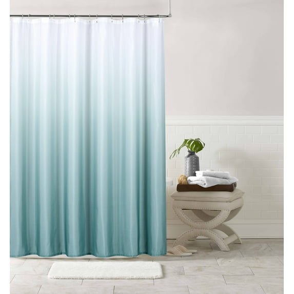 Dainty Home Printed Fabric 3D Textured Gradient Colors Ombre Designed Fabric Shower Curtain 70" x 72" in Ombre Blue