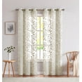 thumbnail image 1 of Dainty Home Rita 3D Floral Chenille Embroidered Solid Sheer Linen Look 76" x 84" Window Curtain Panel Pair in Linen, 1 of 8