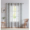 thumbnail image 1 of Dainty Home Rita 3D Floral Chenille Embroidered Solid Sheer Linen Look 76" x 84" Window Curtain Panel Pair in Silver, 1 of 8