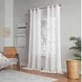 thumbnail image 1 of Dainty Home Rita 3D Floral Chenille Embroidered Solid Sheer Linen Look 76" x 84" Window Curtain Panel Pair in White With Shimmer, 1 of 5