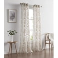 thumbnail image 1 of Dainty Home Rita 3D Floral Chenille Embroidered Solid Sheer Linen Look 76" x 96" Window Curtain Panel Pair in Linen, 1 of 5
