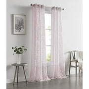 Dainty Home Rita Floral Embroidered Light Filtering Curtain 38 x 96 Inch 2 Panels, Blush
