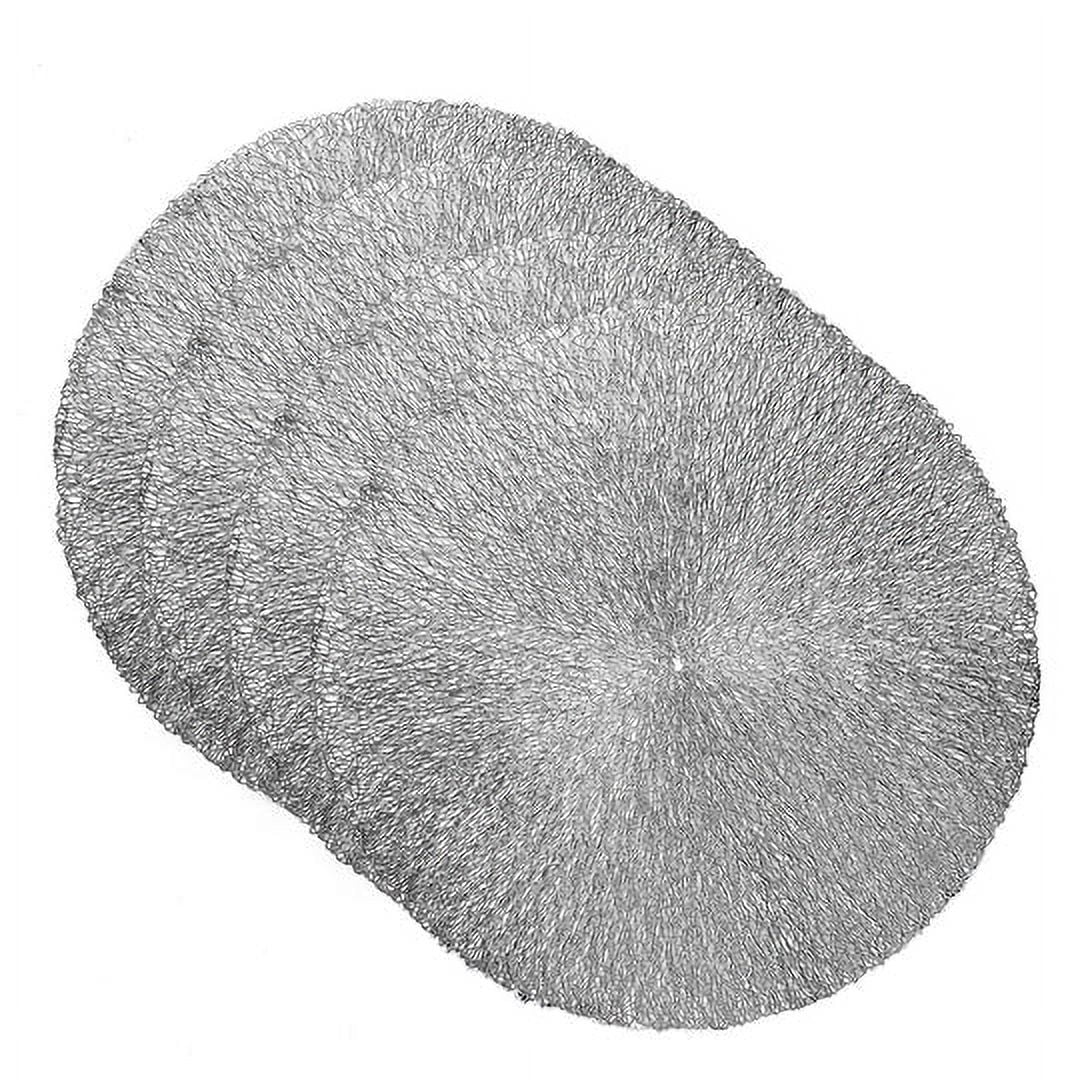 Dainty Home Royal Woven Metallic Lace Crossweave With A Sunburst Metallic Lace Pattern Reversible 15" x 15" Round Placemat Set of 4 in Silver