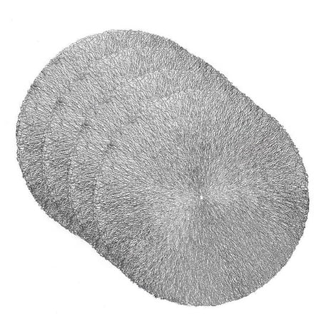 Dainty Home Royal Woven Metallic Lace Crossweave With A Sunburst Metallic Lace Pattern Reversible 15" x 15" Round Placemat Set of 4 in Silver