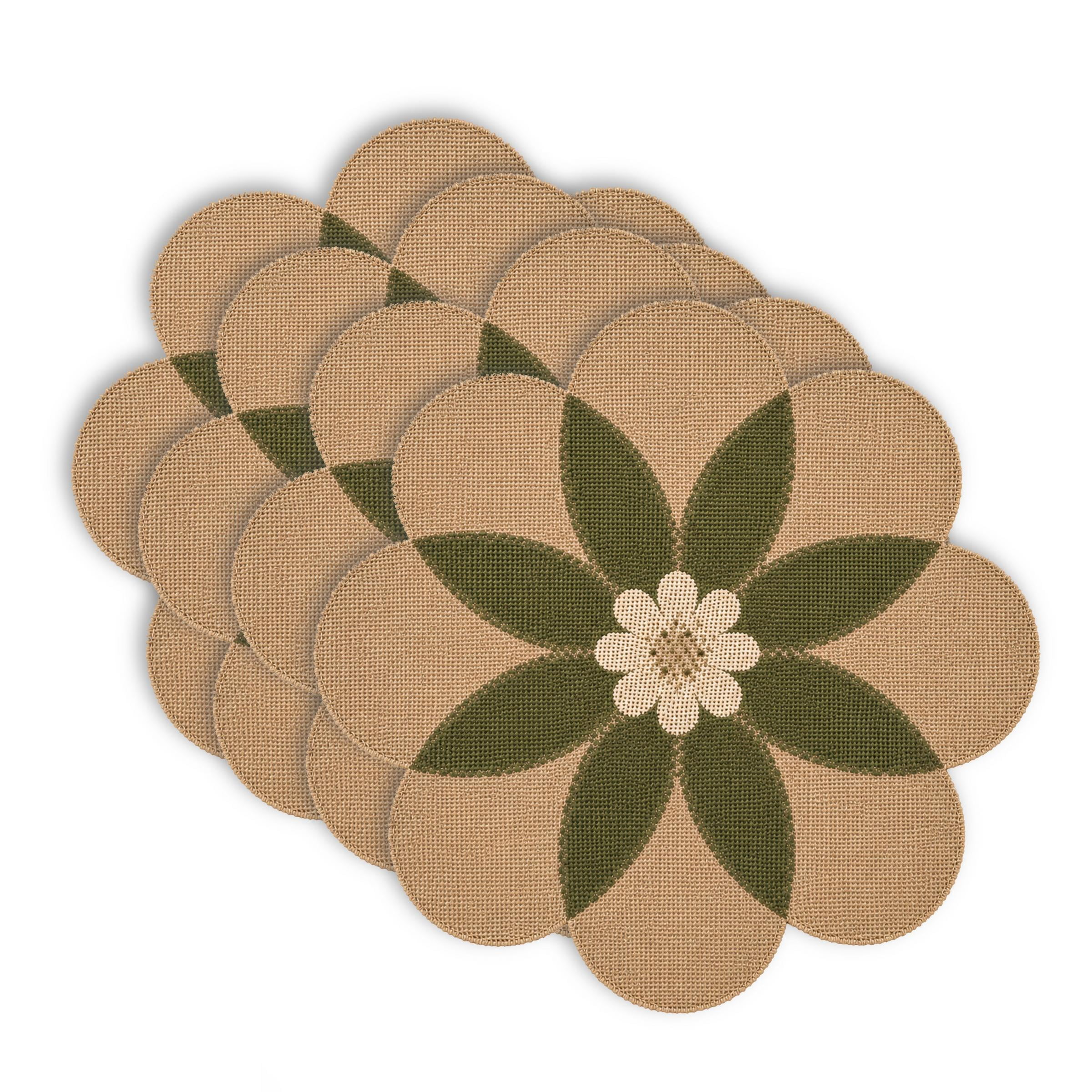 Dainty Home Set of 4 Placemats | Elegant and Durable | 15x15 in Round Woven Non-Slip Washable Place Mats | Tear-Resistant Heat | Resistant Placemats