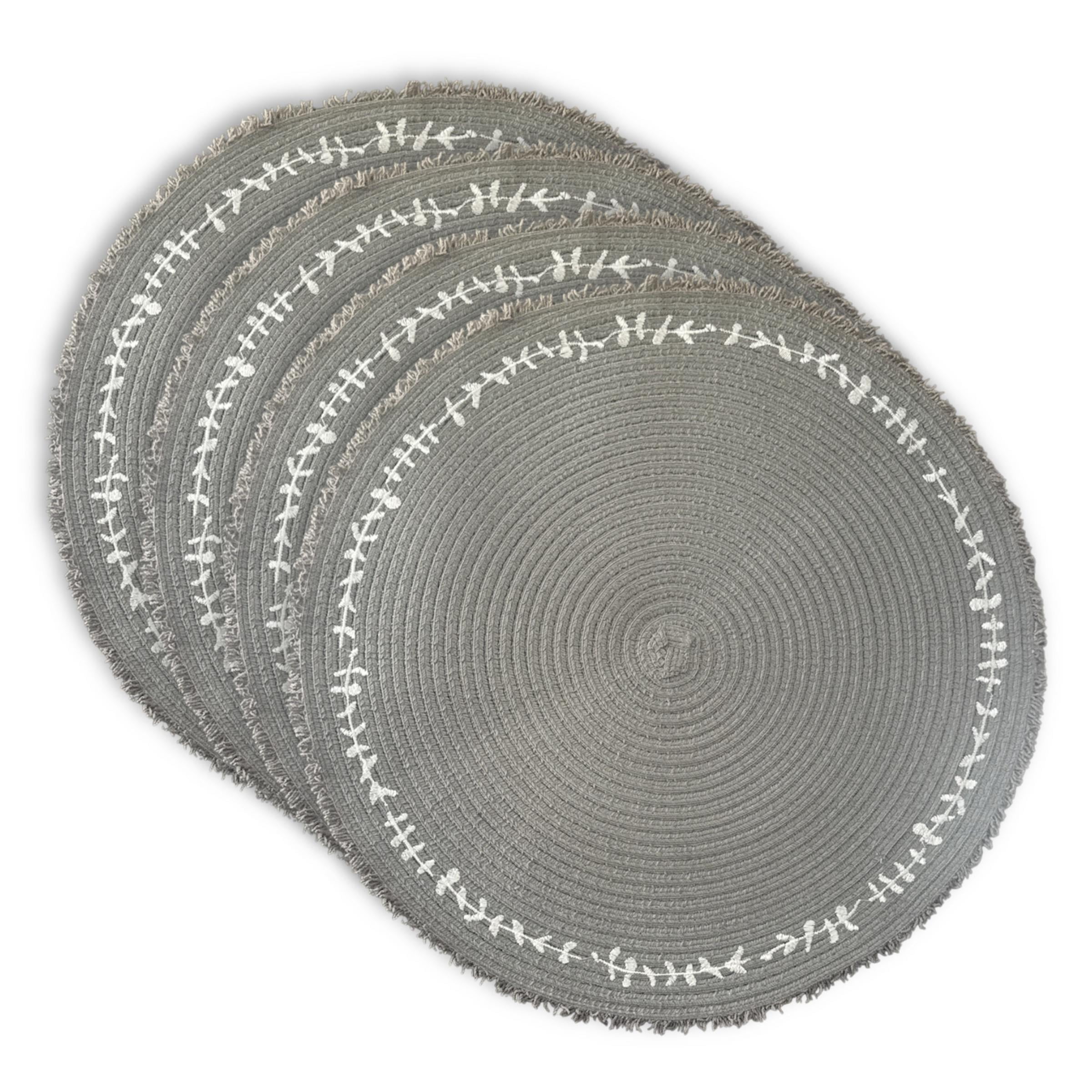 Dainty Home Set of 4 Placemats | Elegant and Durable | 15x15 in Round Woven Non-Slip Washable Place Mats | Tear-Resistant Heat | Resistant Placemats
