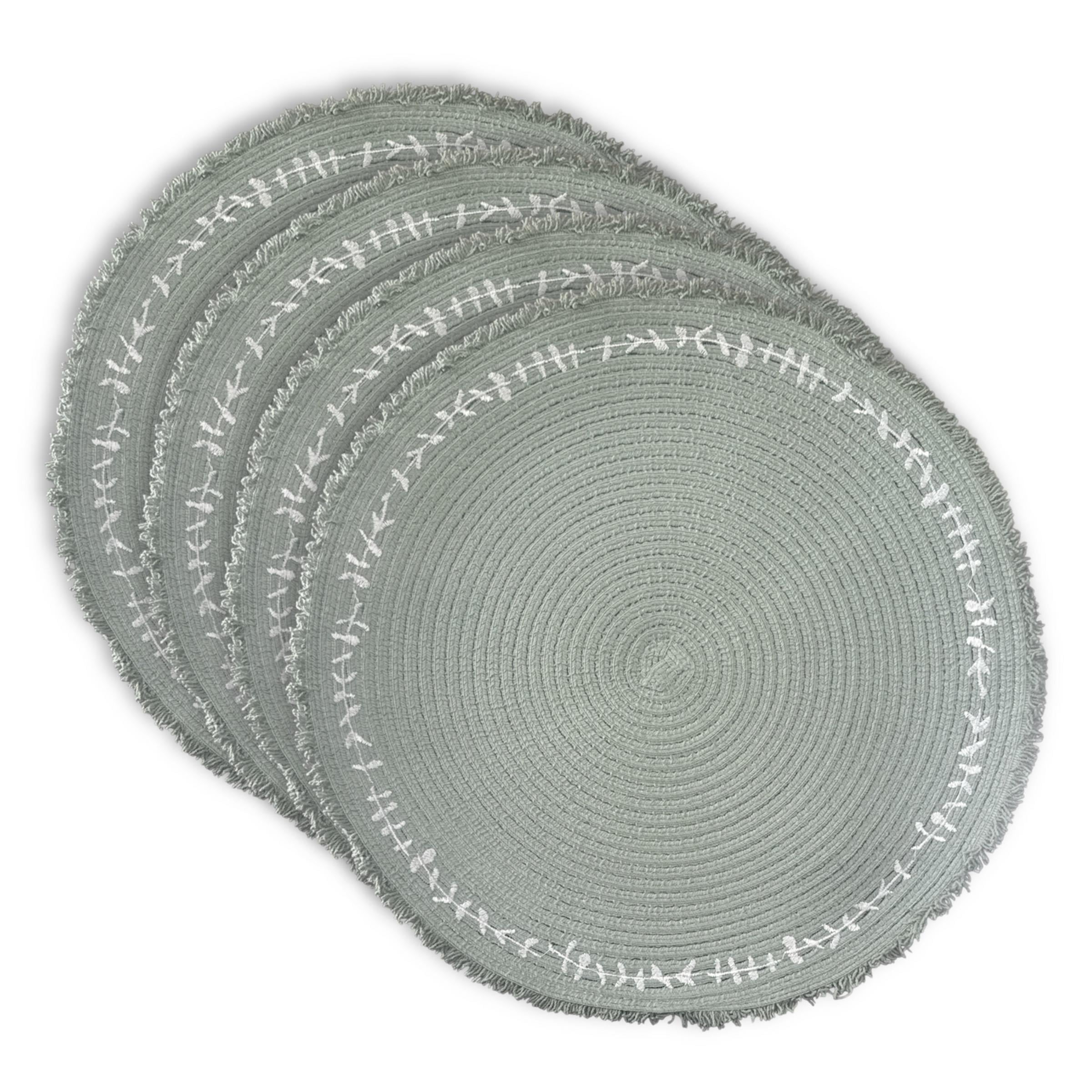 Dainty Home Set of 4 Placemats | Elegant and Durable | 15x15 in Round Woven Non-Slip Washable Place Mats | Tear-Resistant Heat | Resistant Placemats