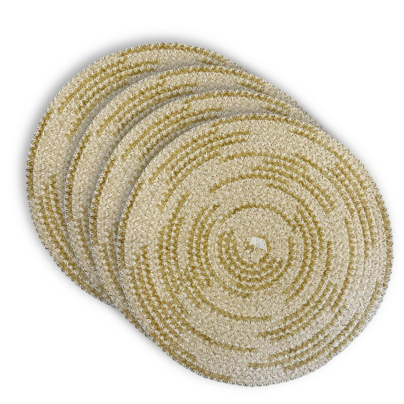 Dainty Home Set of 4 Placemats | Elegant and Durable | 15x15 in Round Woven Non-Slip Washable Place Mats | Tear-Resistant Heat | Resistant Placemats