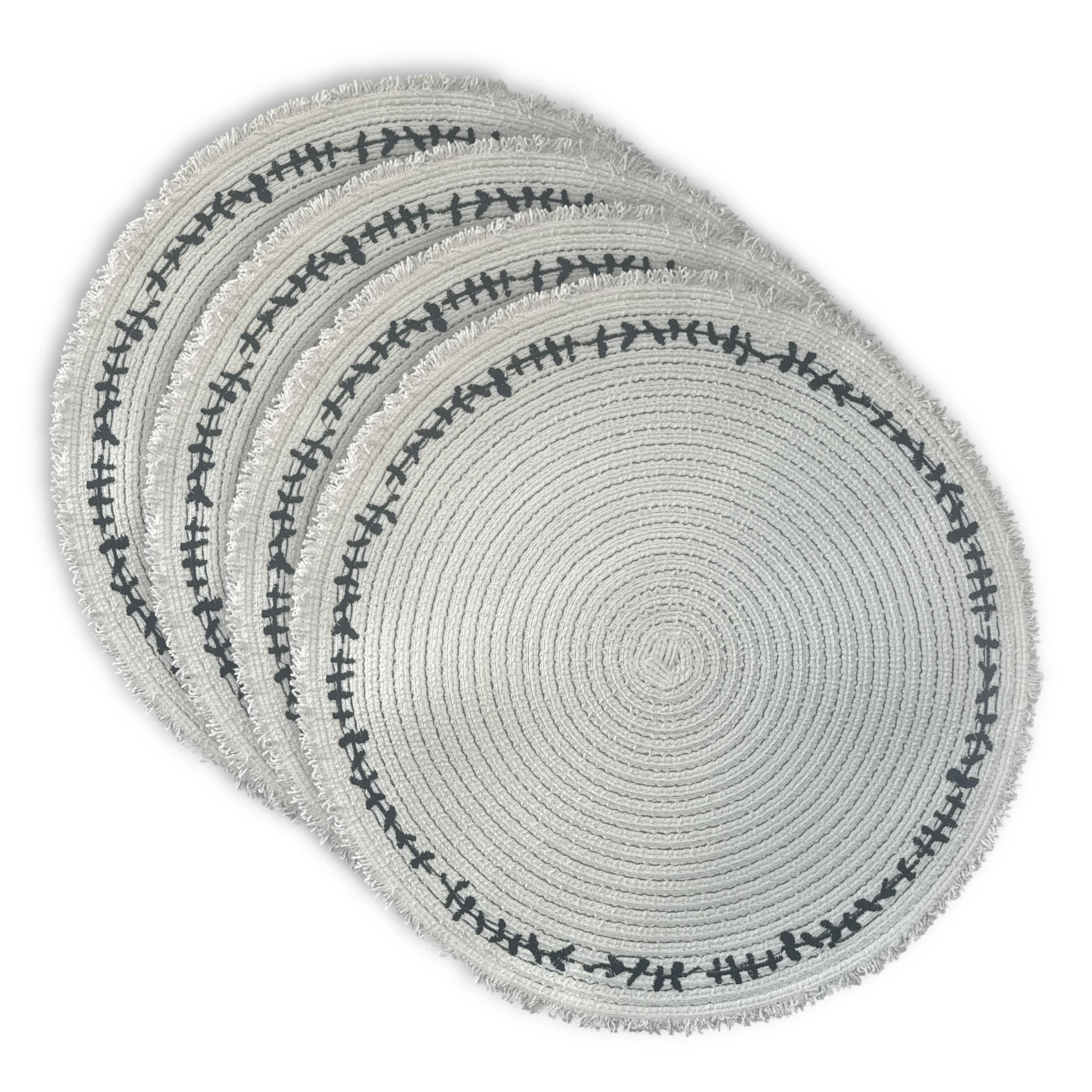 Dainty Home Set of 4 Placemats | Elegant and Durable | 15x15 in Round Woven Non-Slip Washable Place Mats | Tear-Resistant Heat | Resistant Placemats