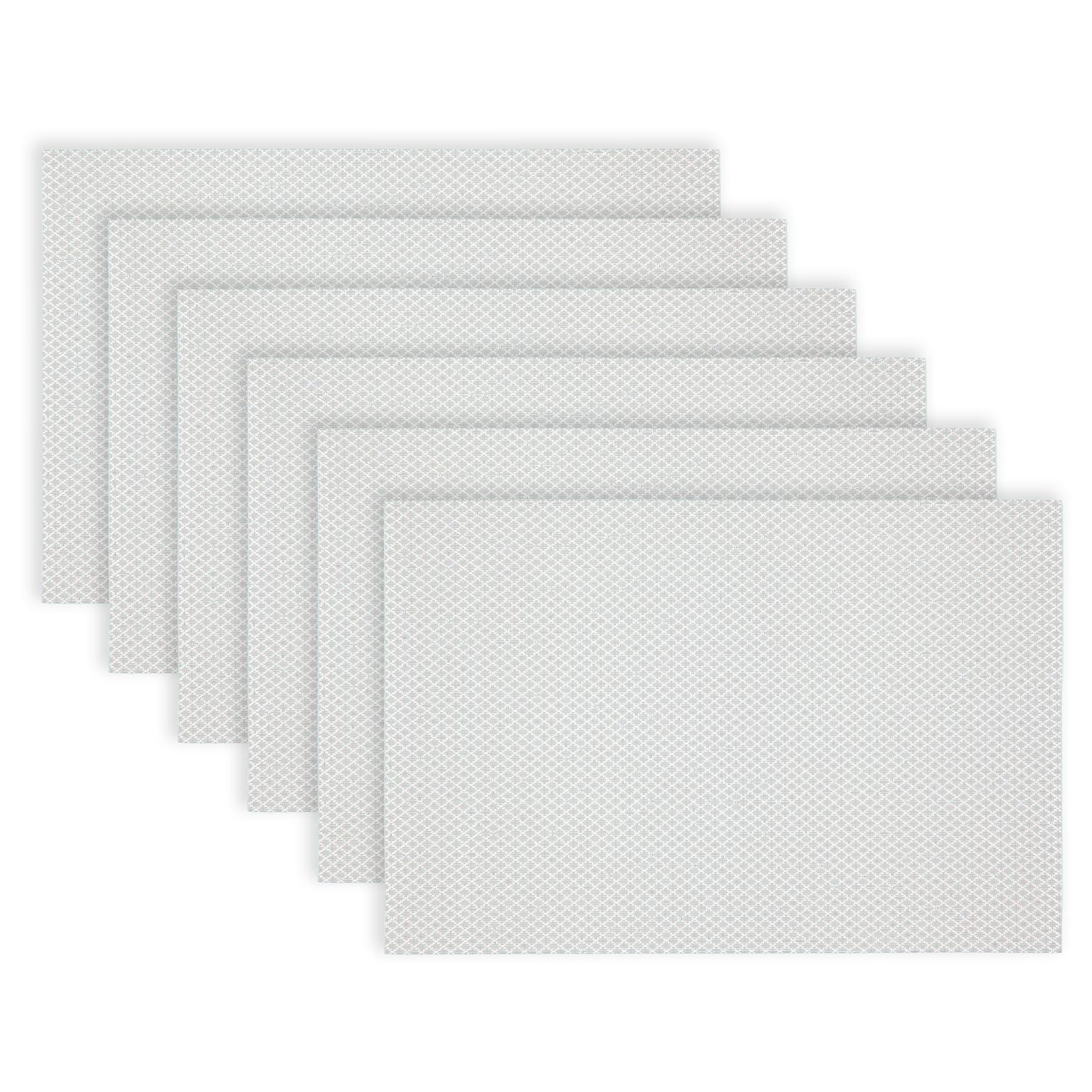 White Sparkle Vinyl Reversible Rectangular Placemats Set of 6